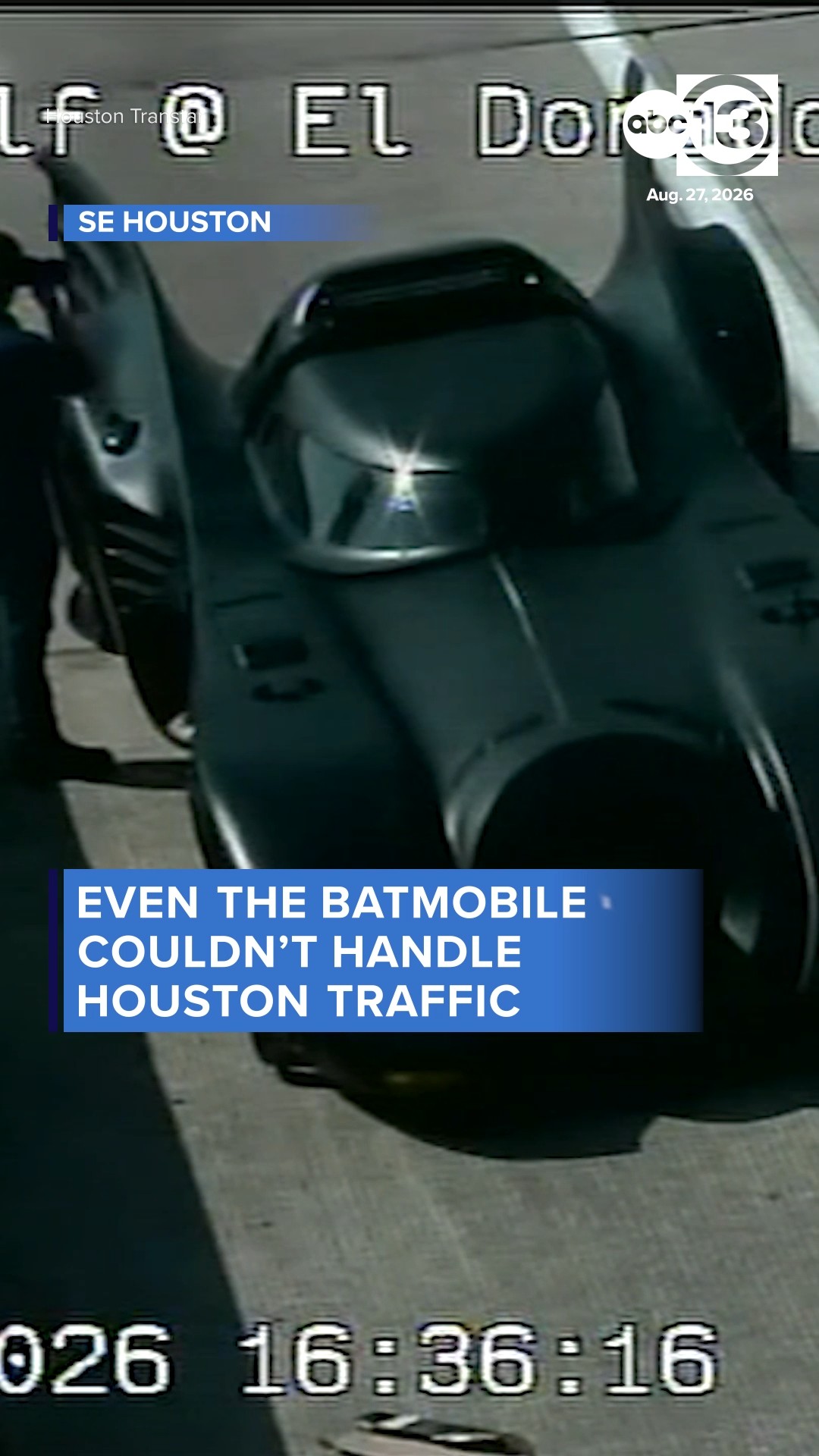 Batmobile breaks down on Houston freeway