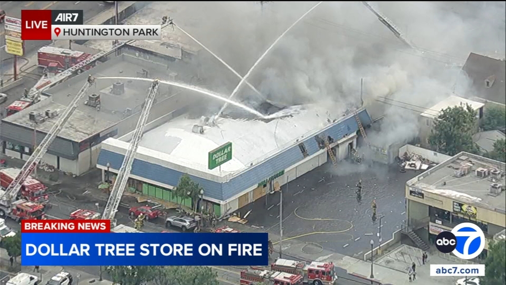 Fire rips through SoCal Dollar Tree, causes partial roof collapse