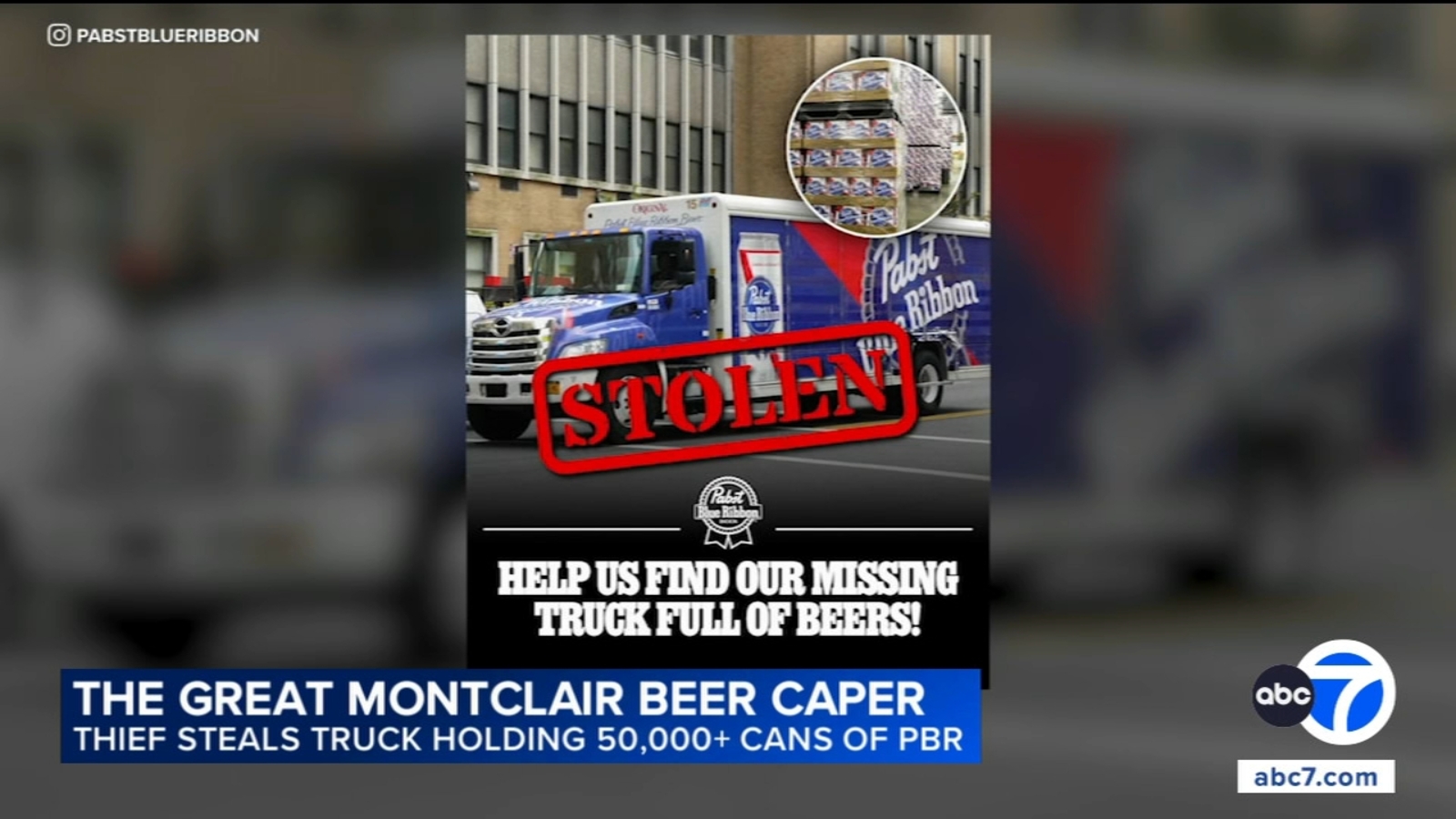 Truck loaded with 40k pounds of Pabst Blue Ribbon beer stolen in Montclair; company sets deadline for ‘no-questions-asked’ return Truck loaded with 40k pounds of Pabst Blue Ribbon beer stolen in Montclair; company sets deadline for ‘no-questions-asked’ return