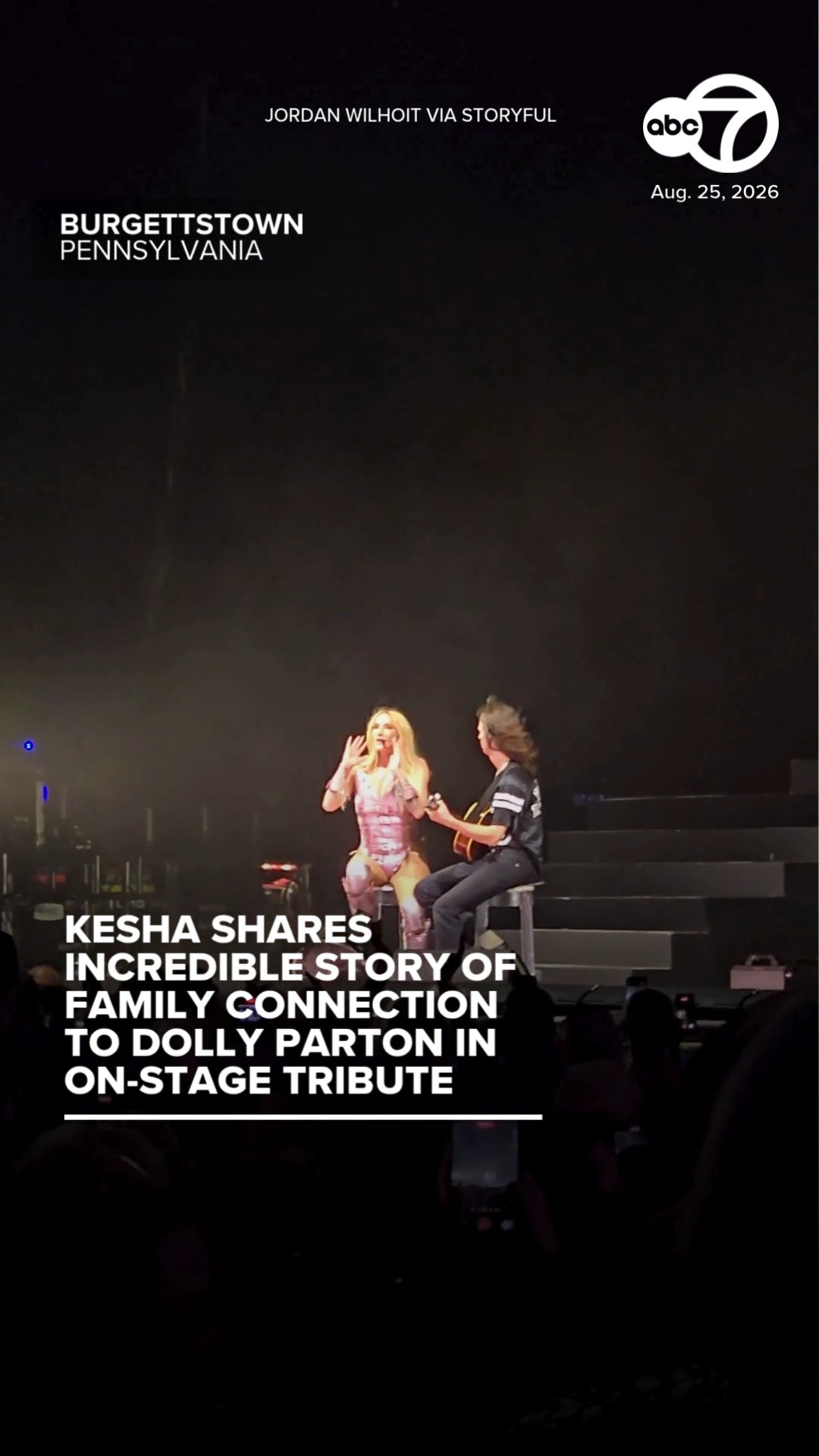 Kesha shares story of family link to Dolly Parton in on-stage tribute