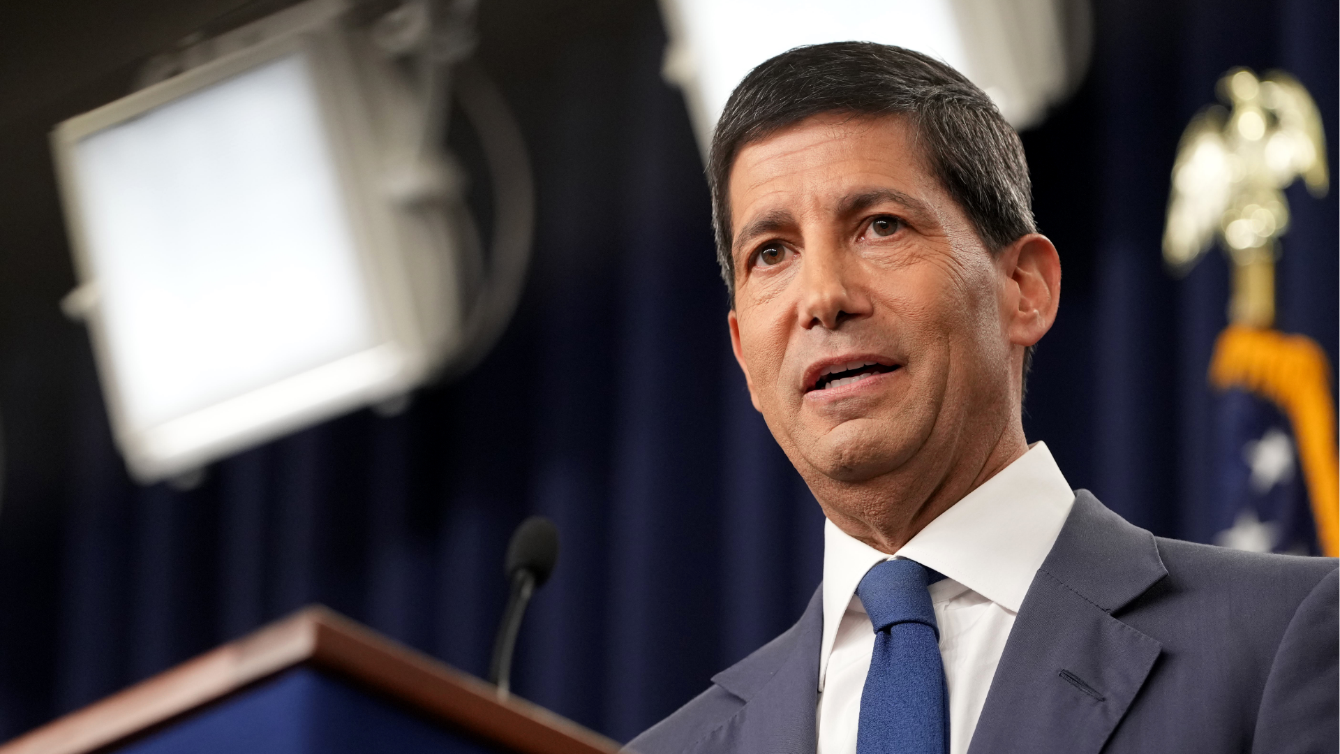 Federal Reserve Board Chairman Kevin Warsh speaks during a news conference at the Federal Reserve in Washington, Wednesday, July 29, 2026.