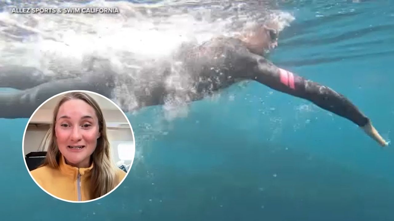 CA woman hits halfway mark in bid to be 1st to swim state's coastline