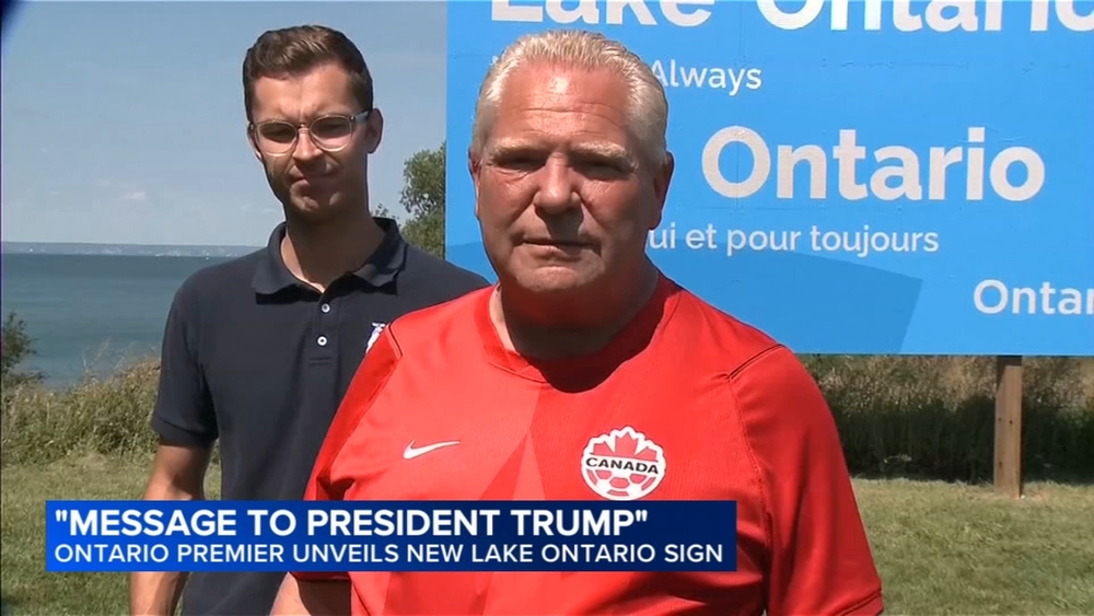 Ontario premier answers Trump's 'Lake America' with giant 'Lake Ontario' sign