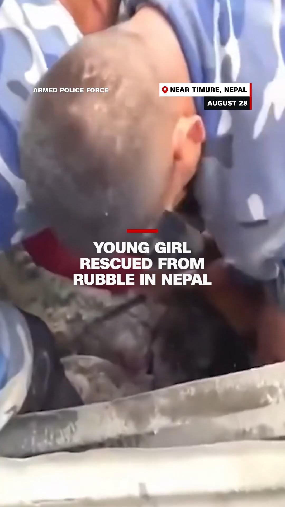 Young girl rescued from rubble in Nepal