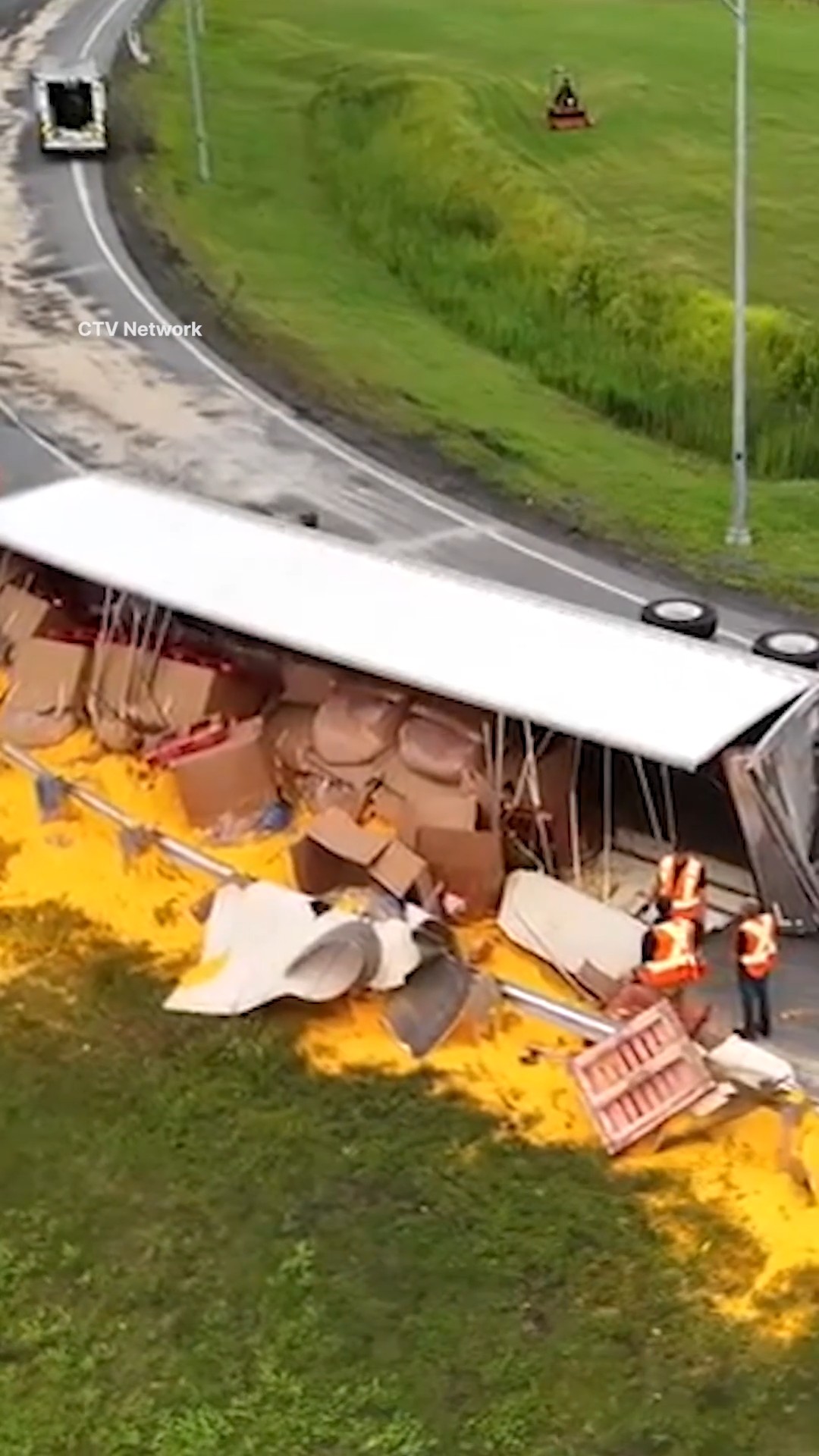 Mac and cheese powder spills after crash