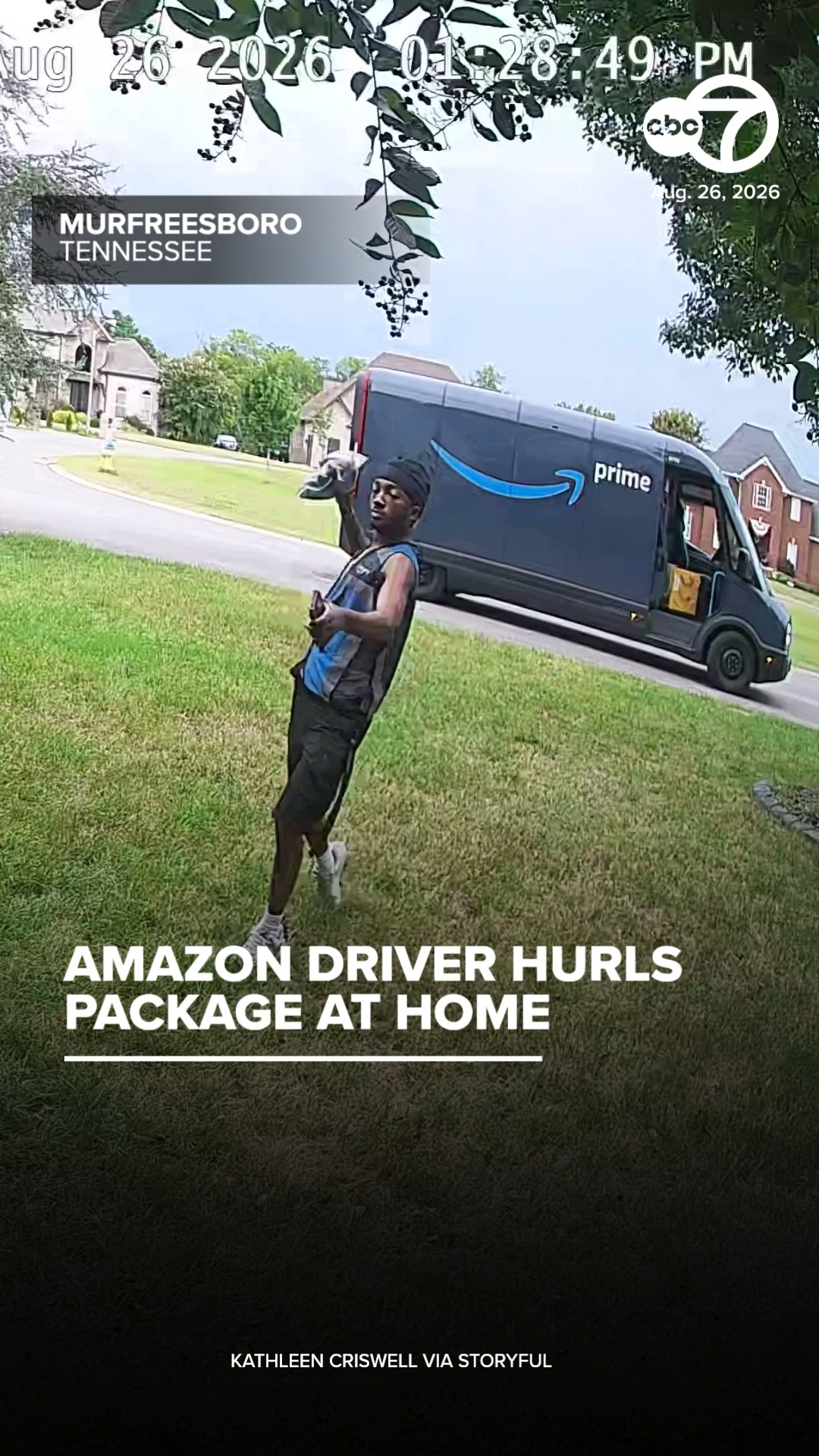 Amazon delivery driver hurls package at home