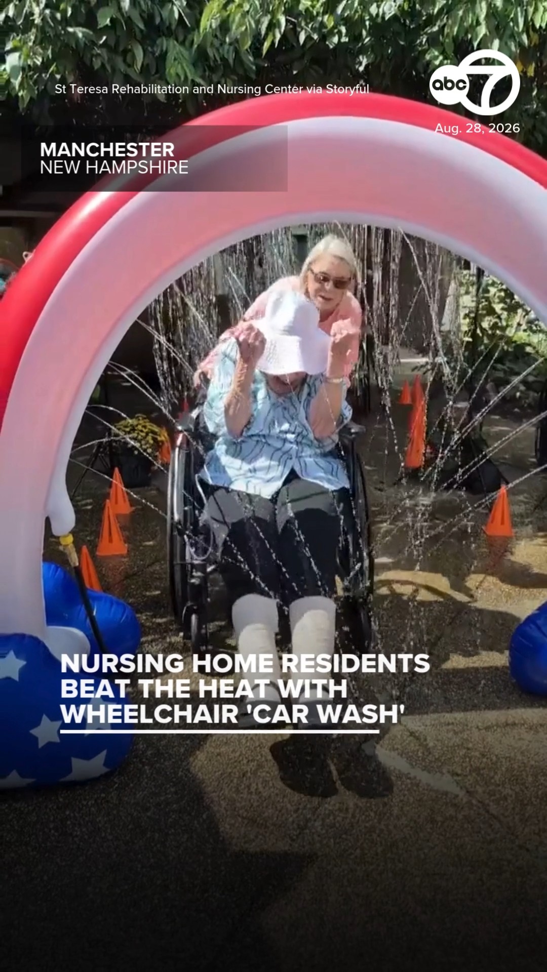 Nursing Home Residents Beat the Heat With Wheelchair 'Car Wash'