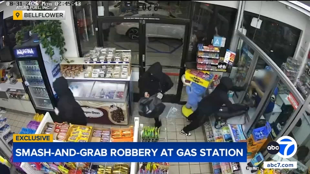Masked thieves loot Bellflower gas station store amid street takeover