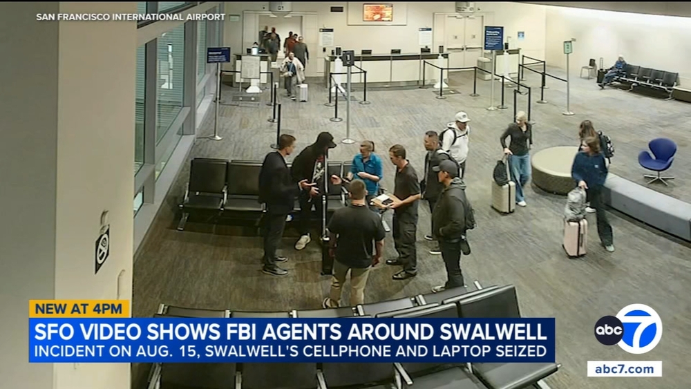 Video shows FBI agents surround Eric Swalwell at San Francisco airport