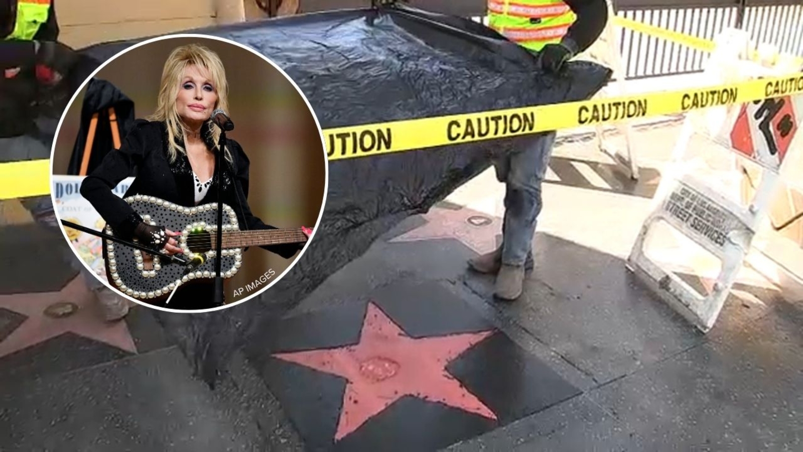 Dolly Partons Walk of Fame star vandalized repairs underway  ABC7 Los Angeles