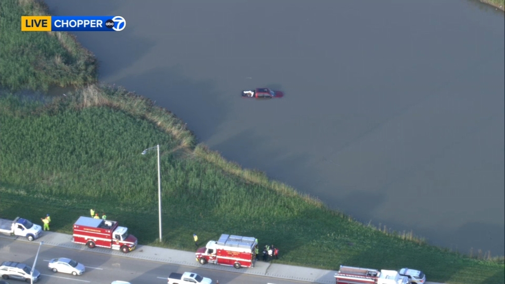 Chopper 7 over truck in north suburban pond