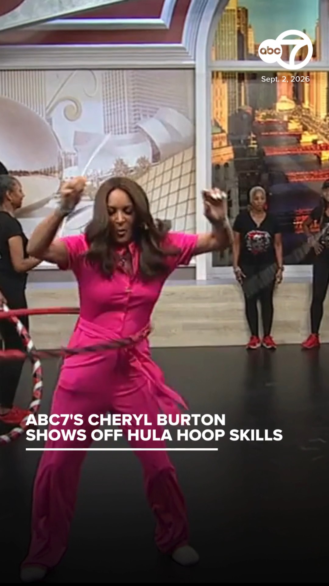ABC7 Chicago's Cheryl Burton shows off hula hoop skills