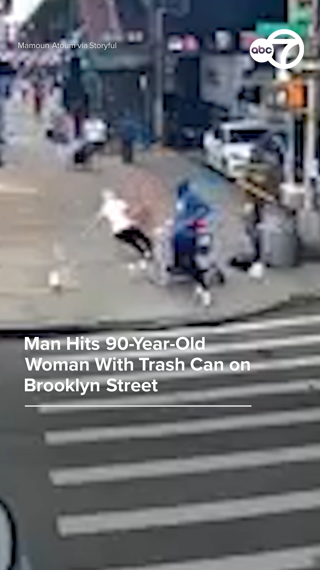  Man hits 90-year-old woman with trash can on New York street