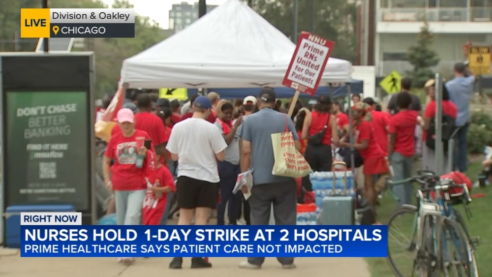 Nurses at hospitals in Chicago, Olympia Fields go on 1-day strike
