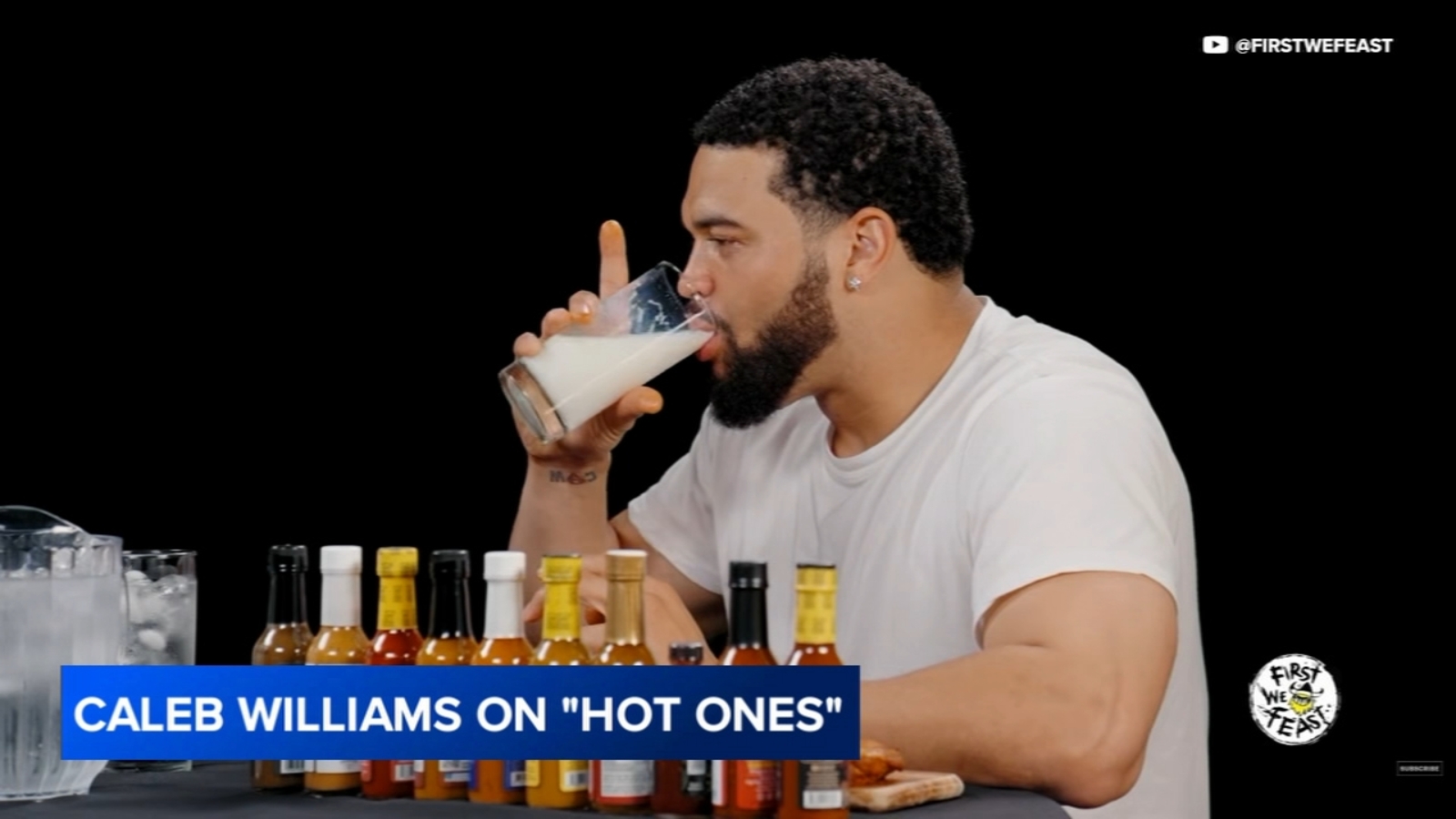 Chicago Bears Quarterback Caleb Williams Appears on 'Hot Ones' Show, Tackles Spicy Challenge