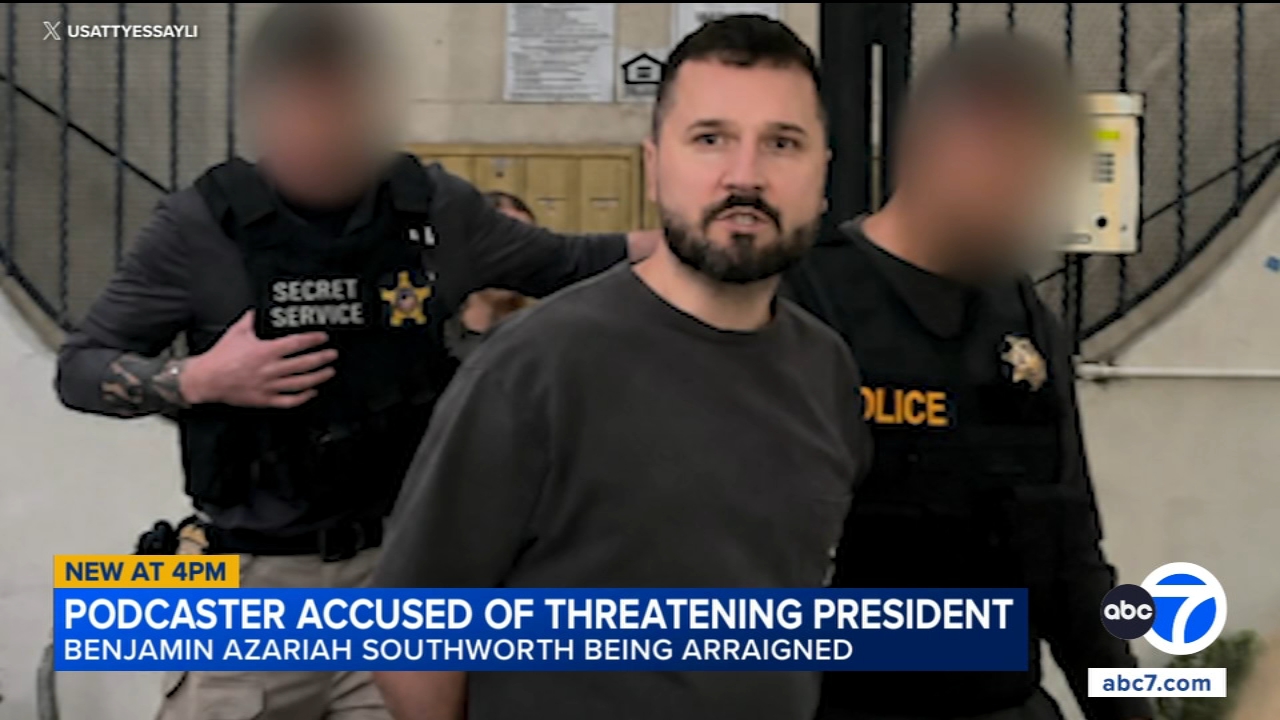 Podcaster Benjamin Azariah Southworth indicted, arrested in LA for allegedly threatening to kill President Trump, federal prosecutors say