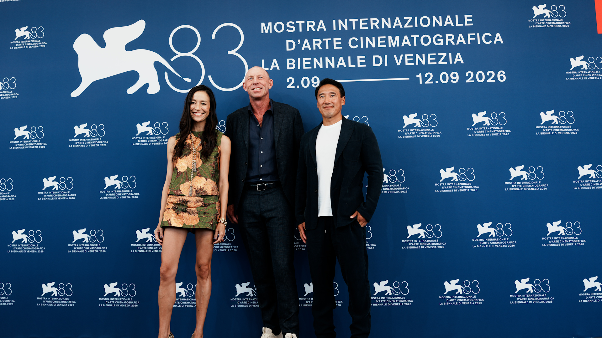 Elizabeth Chai Vasarhelyi, Jim Morrison and Jimmy Chin attend the 83rd Venice International Film Festival on September 3rd, 2026 in Venice, Italy.