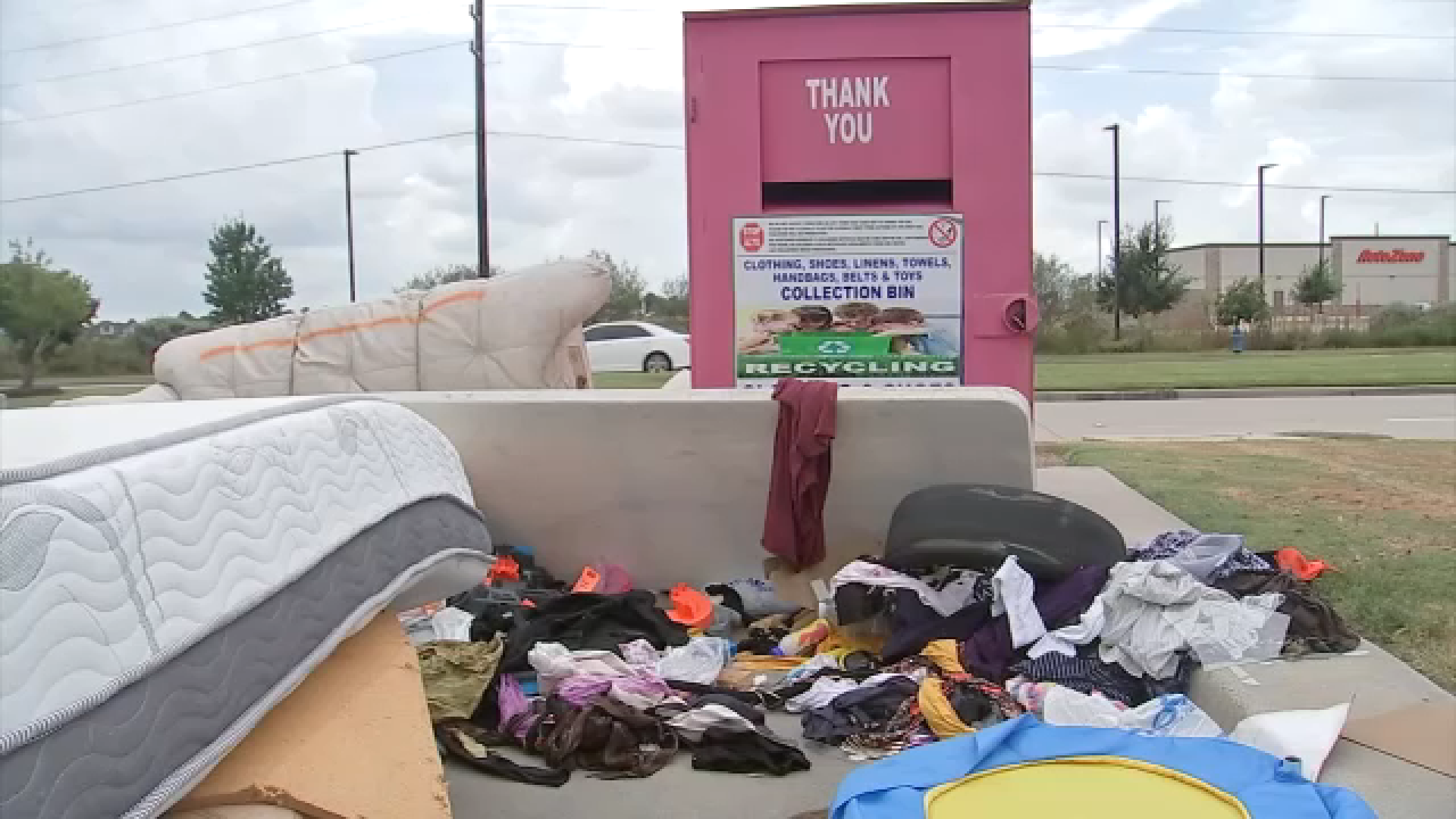 Clothing donation box in Cypress attracts illegal dumping