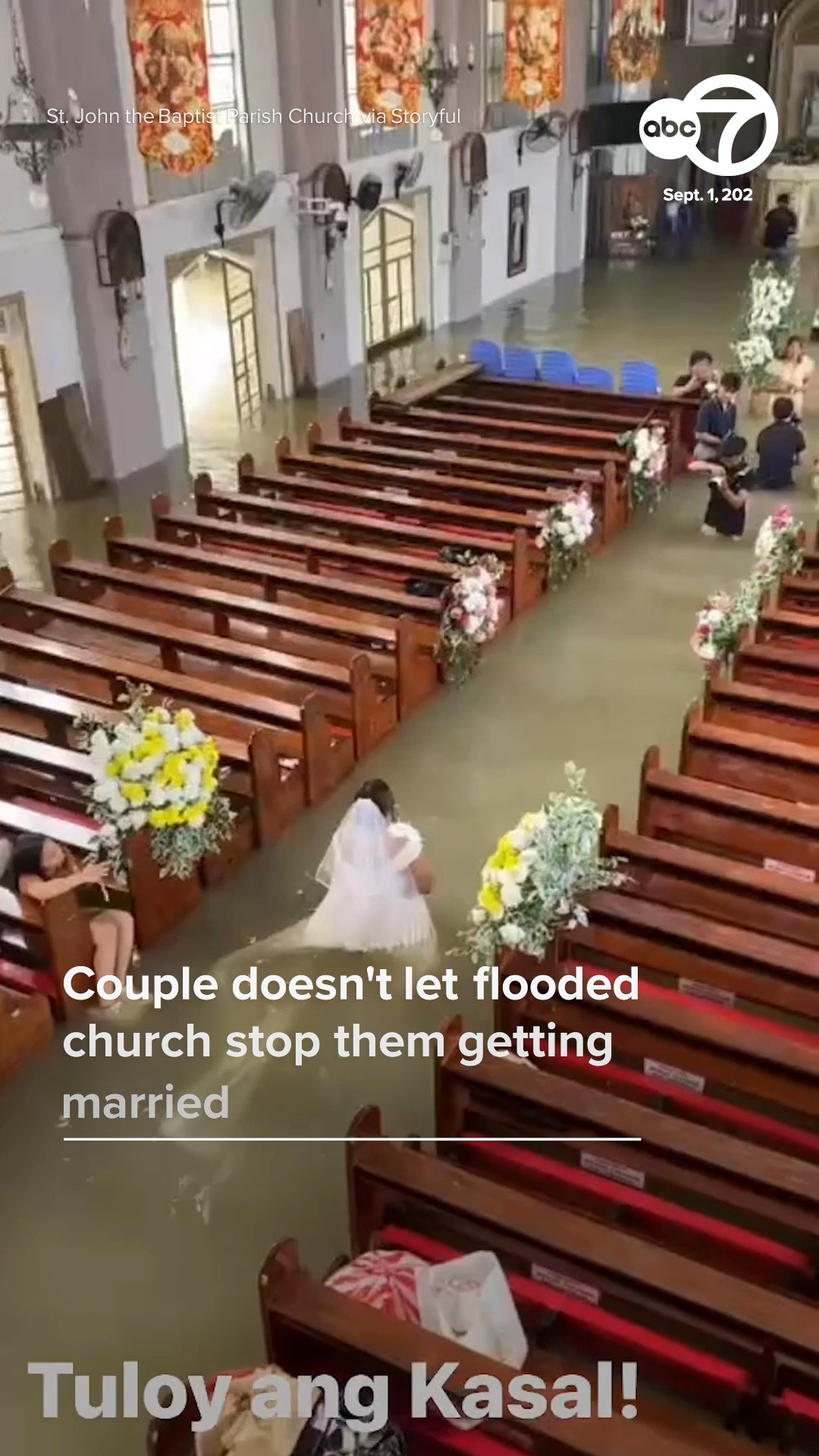 Couple Doesn't Let Flooded Church Stop Them Getting Married