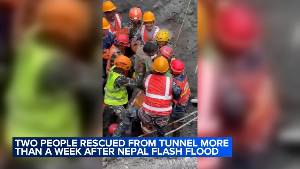 2 people rescued alive from tunnel after deadly Nepal-Tibet flash flood