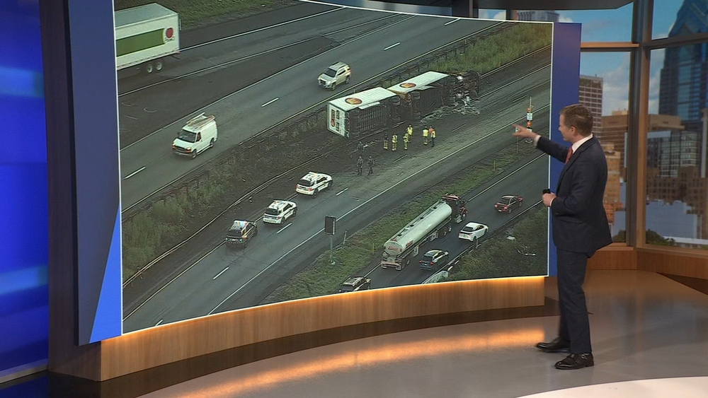 Overturned truck causing major traffic issues on I-476, near Media