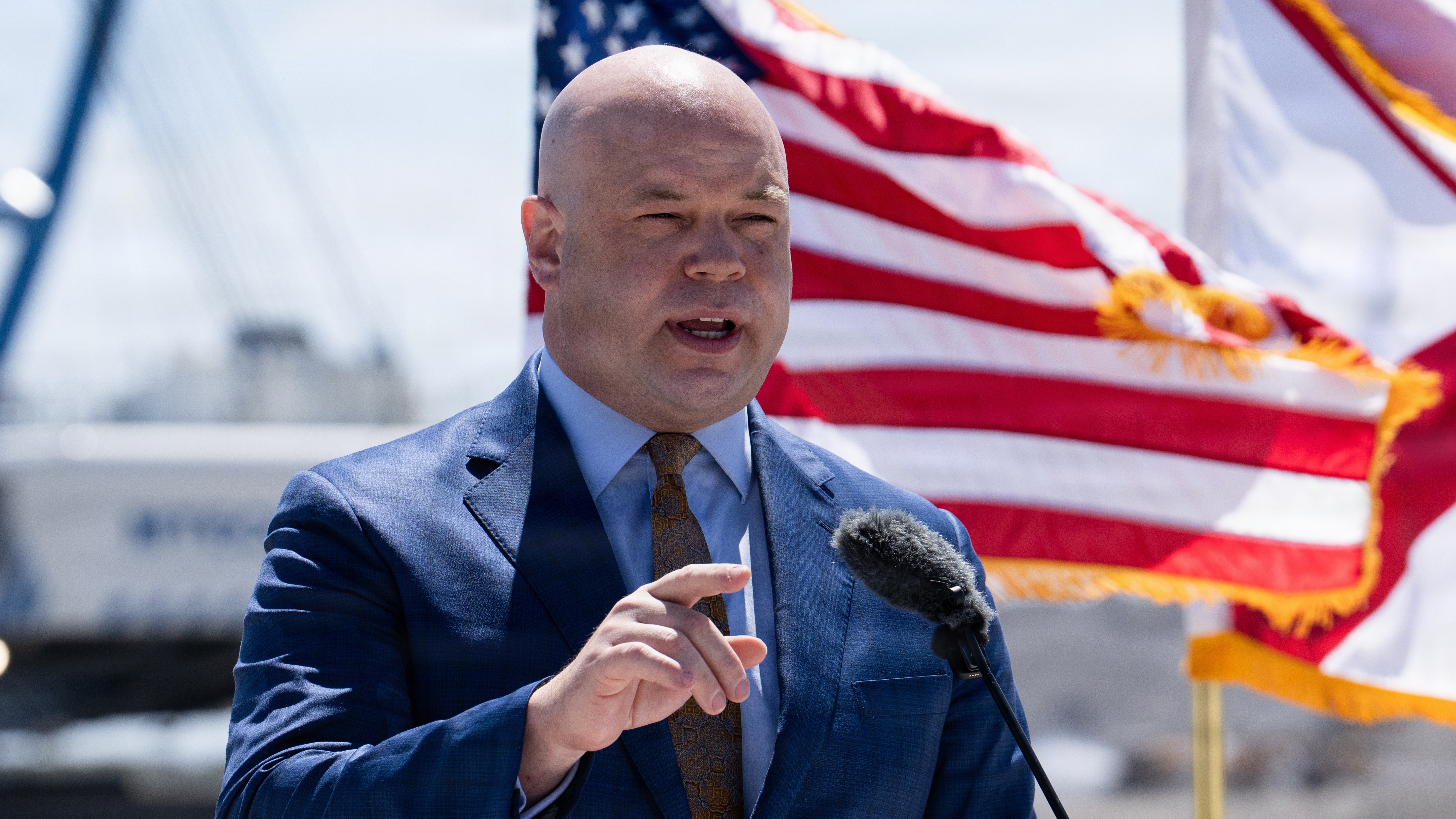 In this image provided by the U.S. Army Corps of Engineers, Assistant Secretary of the Army for Civil Works Adam Telle speaks April 13, 2026