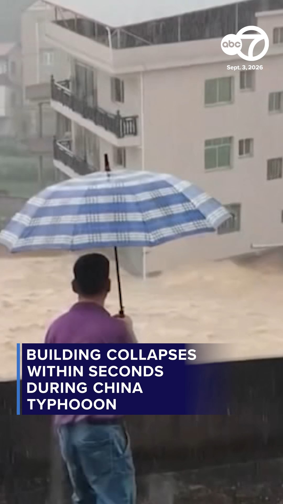 Building collapses within seconds during China typhoon