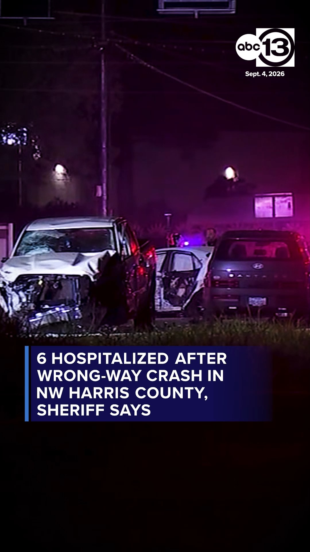 6 hospitalized after wrong-way crash in NW Harris County: Sheriff