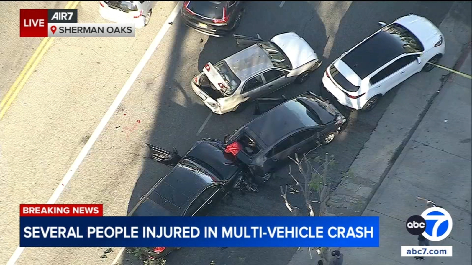 Several people injured in chain-reaction crash involving at least 8 cars in Sherman Oaks Several people injured in chain-reaction crash involving at least 8 cars in Sherman Oaks