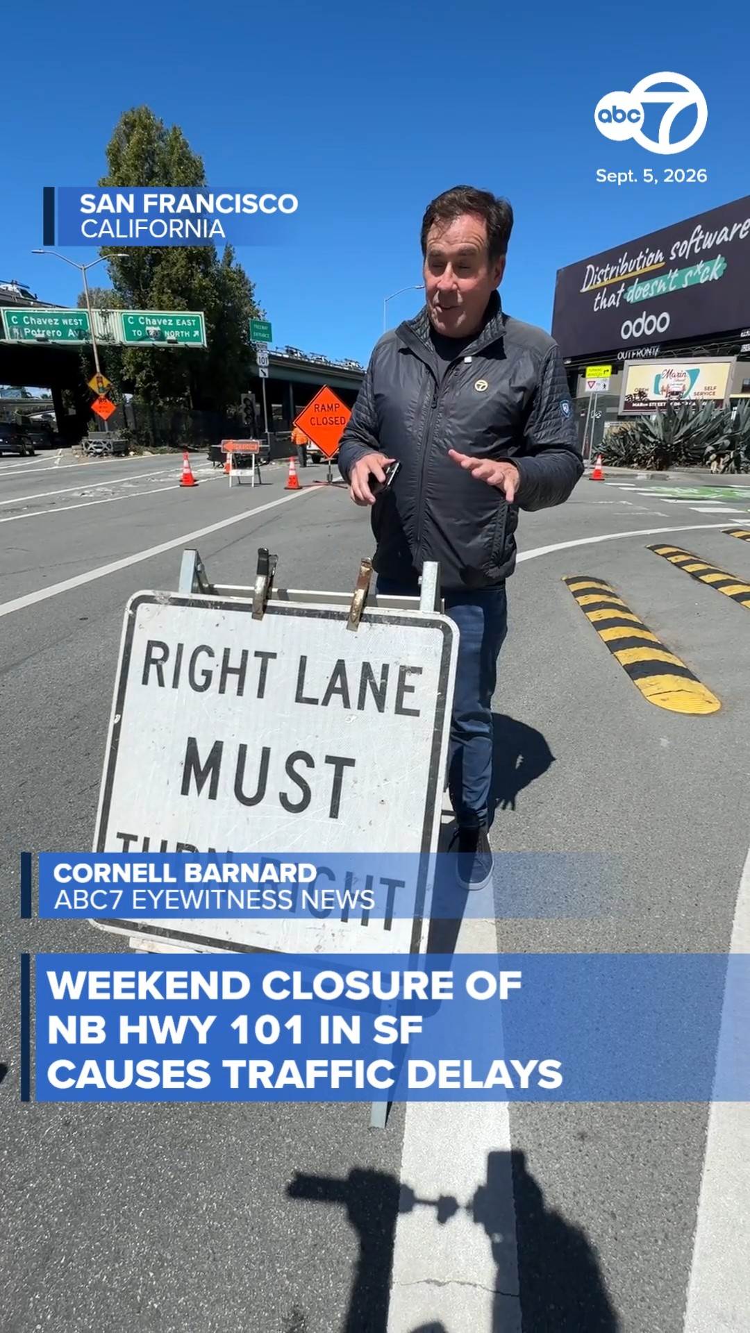 Weekend closure of NB Highway 101 in SF causes traffic delays