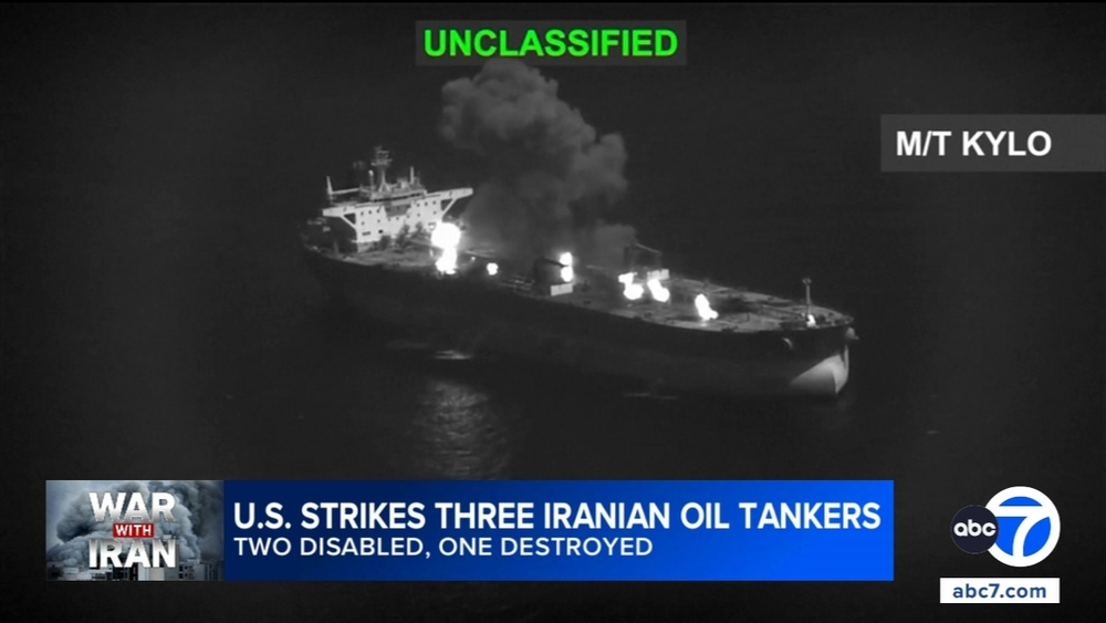 US hits 3 Iranian oil tankers after saying Navy warships were targeted