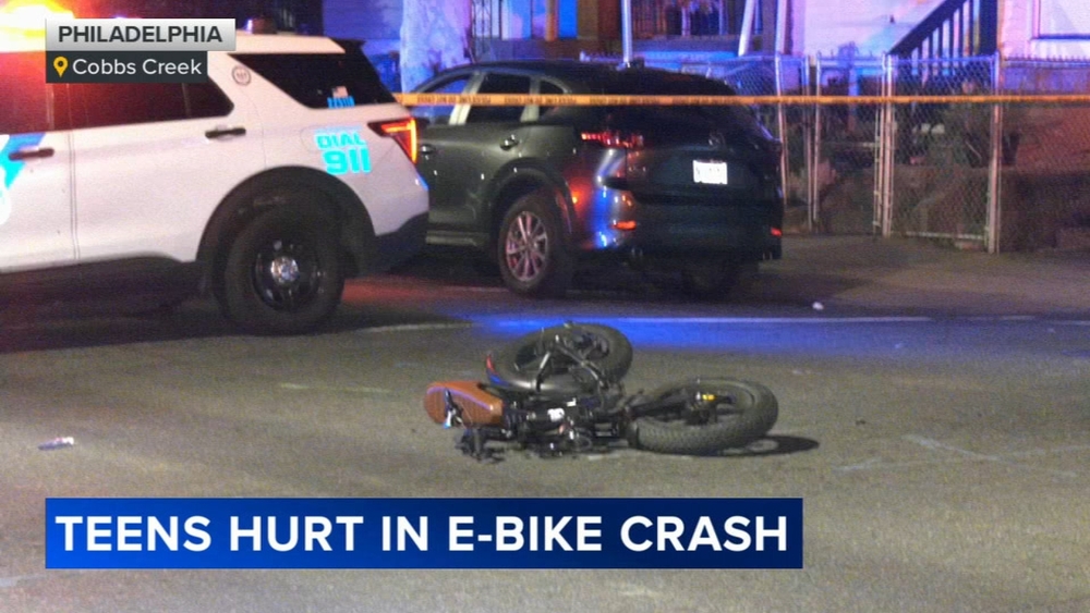 2 juveniles hospitalized after e-bike crash in Philadelphia's Cobbs Creek section