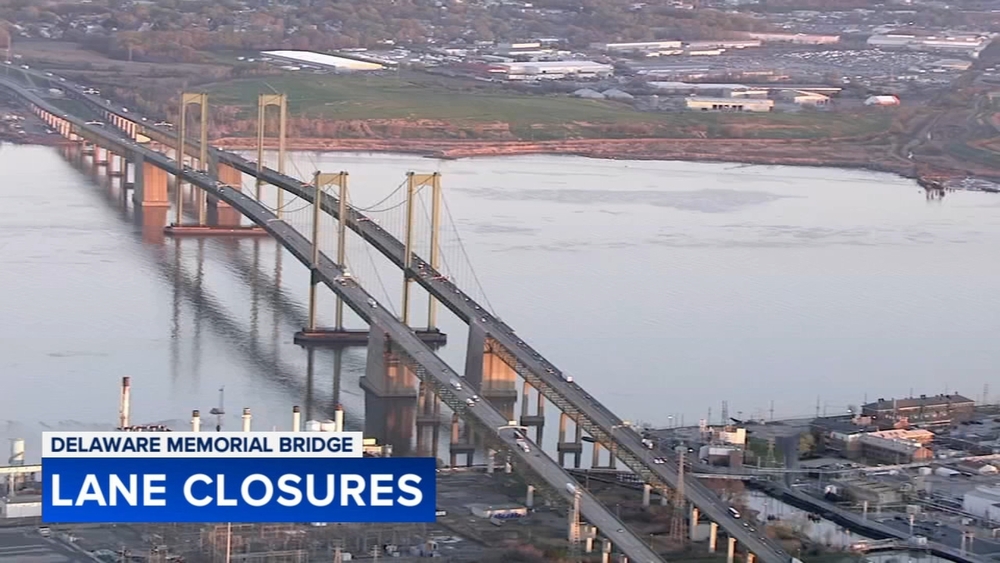 Lane closures on Delaware Memorial Bridge through late November 2026