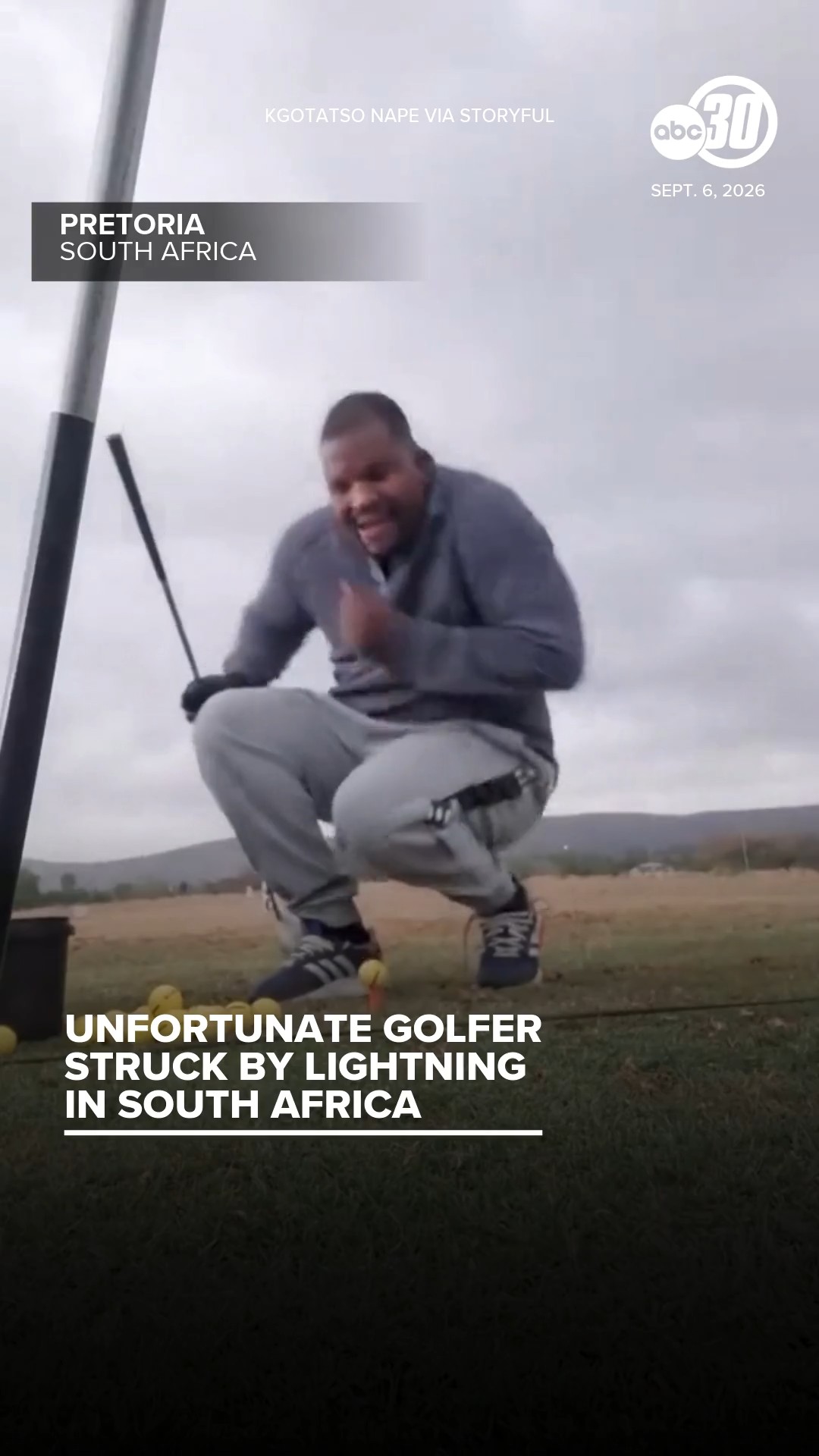 Unfortunate moment golfer is struck by lightning in South Africa