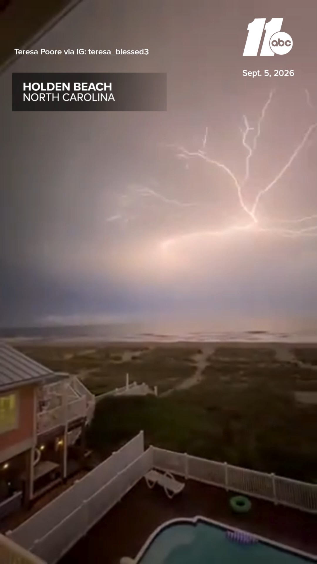 Dramatic lightning at Holden Beach in North Carolina