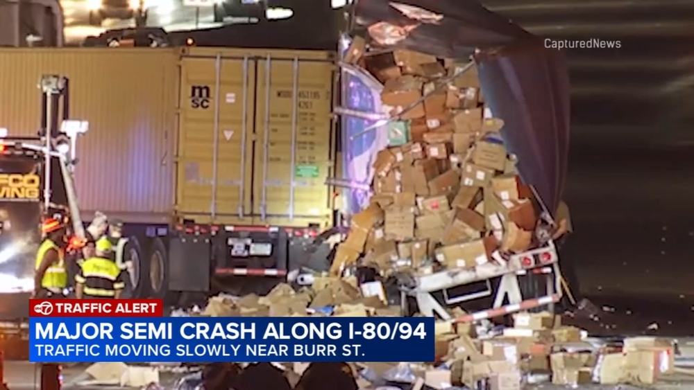 1 injured after 2 semi-trucks crash on I-80/94
