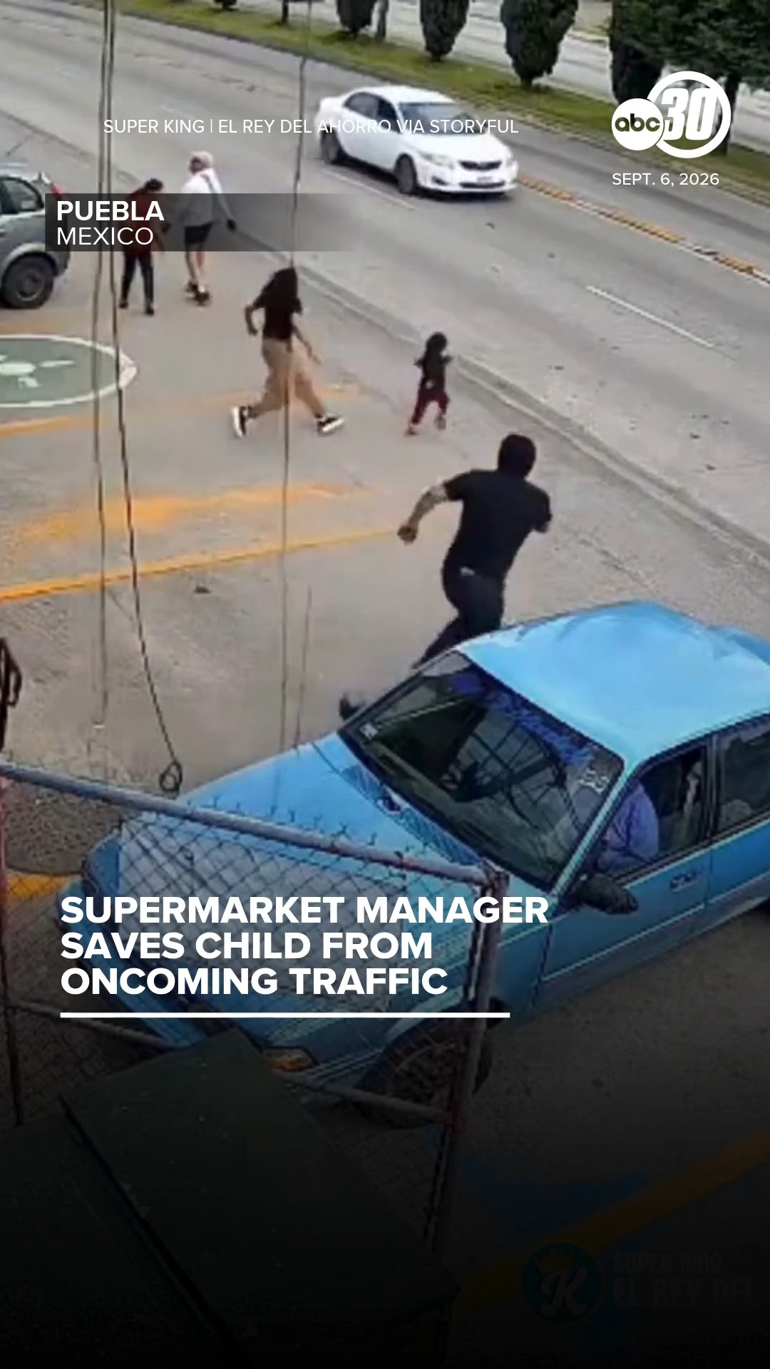 Supermarket manager saves child from oncoming traffic