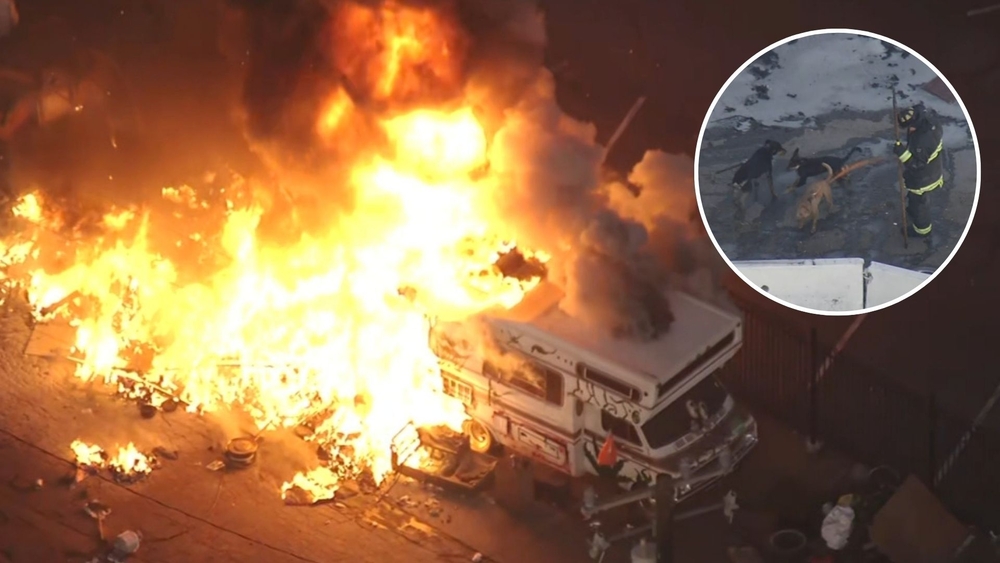 At least 1 dog rescued after RV in Oakland goes up in flames