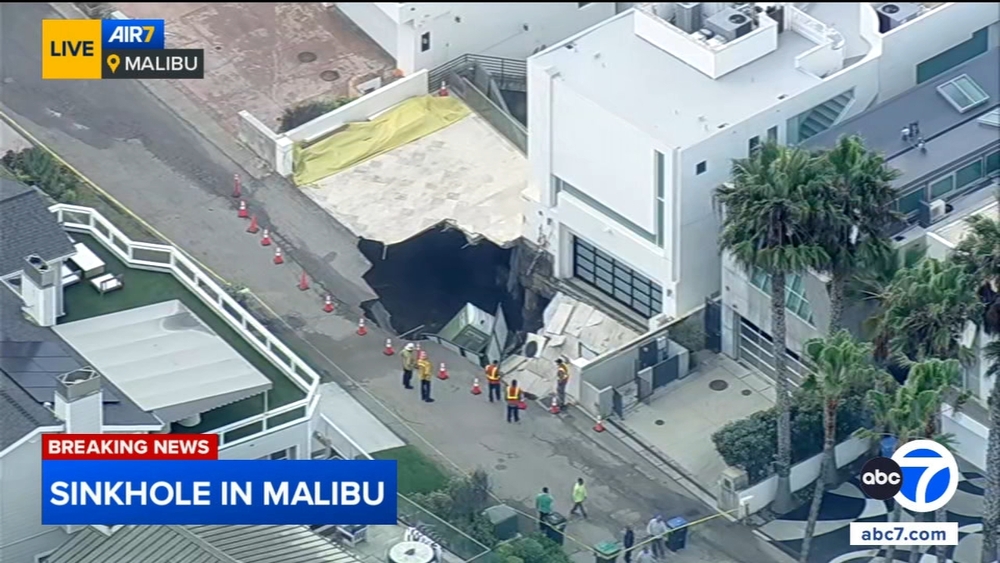 Malibu driveway swallowed into sinkhole amid coastal erosion