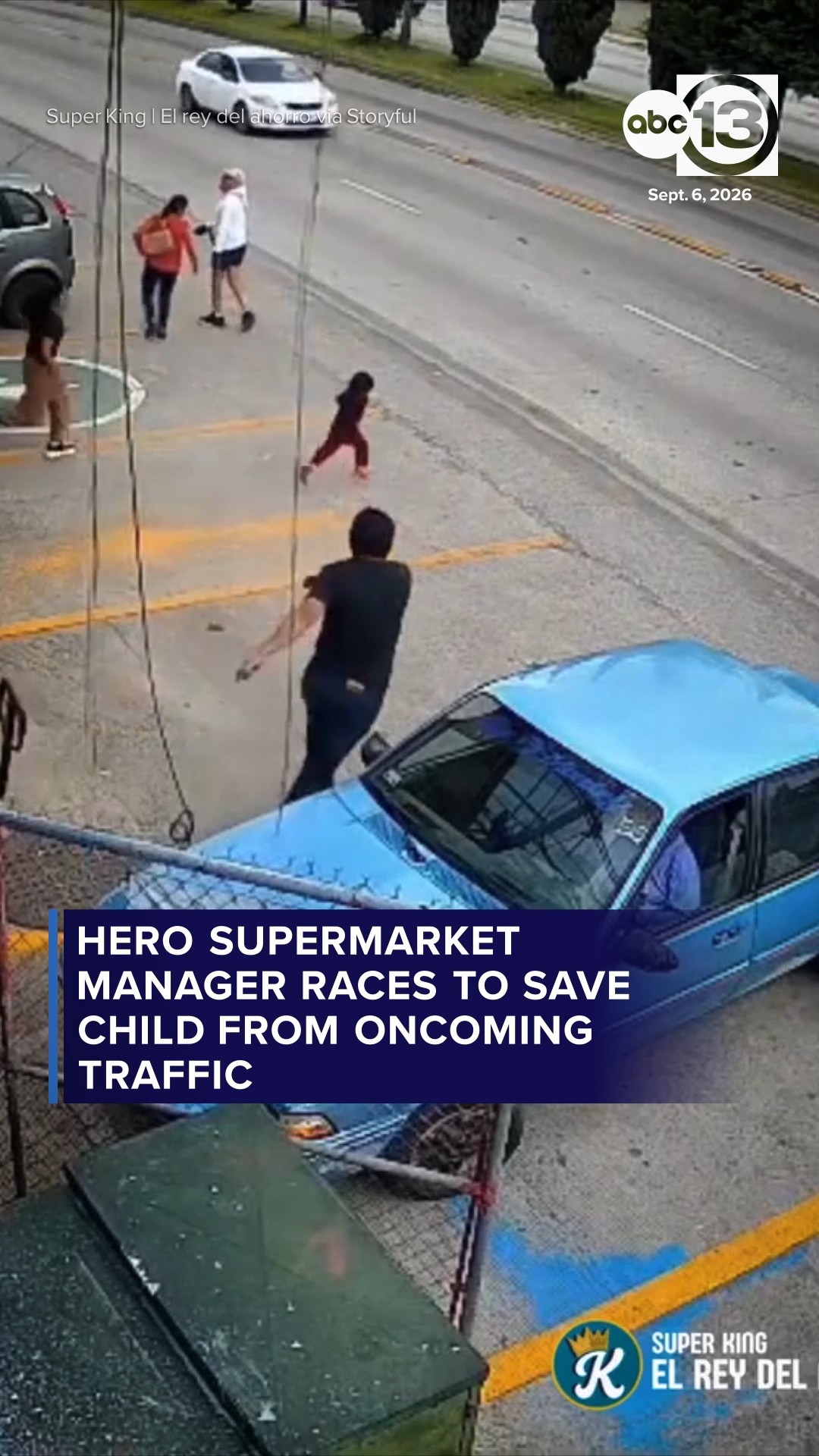 Hero supermarket manager races to save child from oncoming traffic
