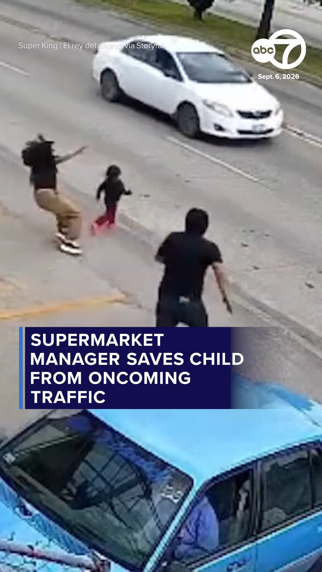 Supermarket manager saves child from oncoming traffic