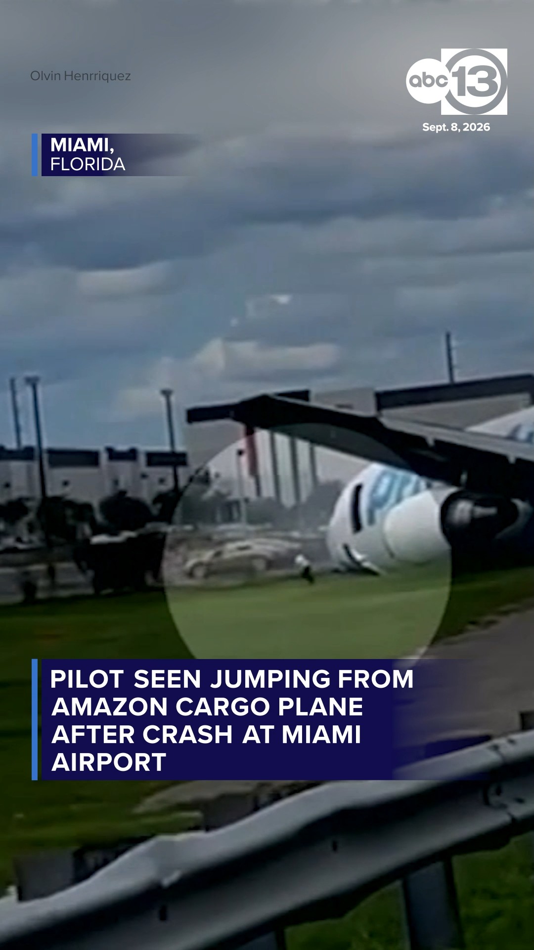 Pilot seen jumping from Amazon cargo plane after crash