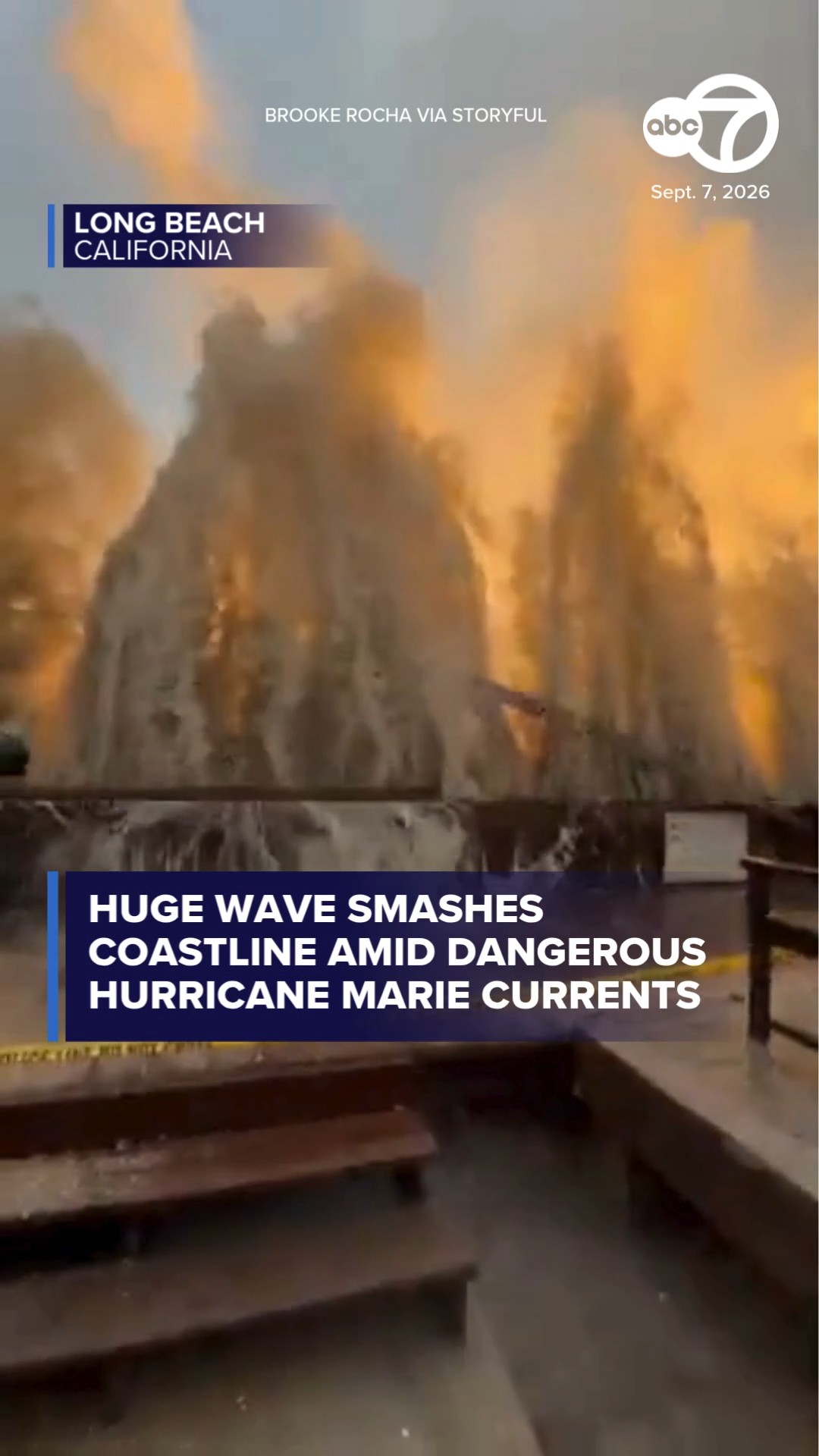 Huge wave smashes coastline amid dangerous Hurricane Marie currents