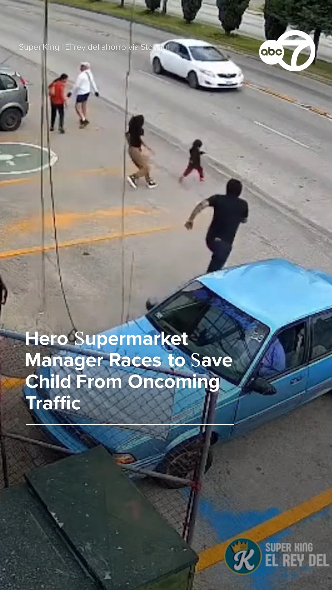 Hero supermarket manager races to save child from oncoming traffic
