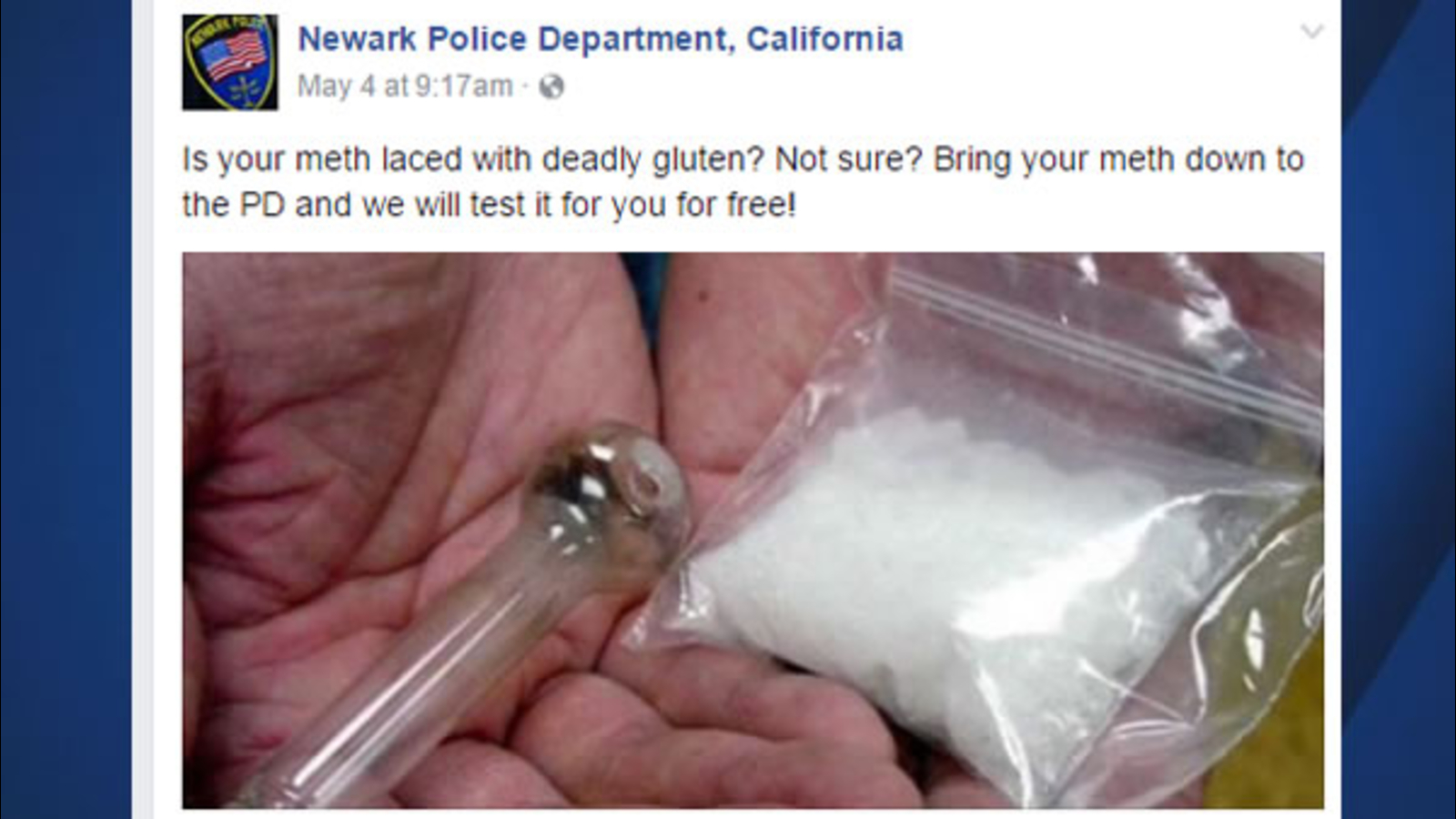 Newark Police Department offers to test drugs for gluten on Facebook ABC13 Houston
