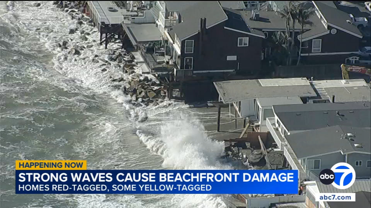 8 homes red-tagged in Dana Point after strong wave pound coastline