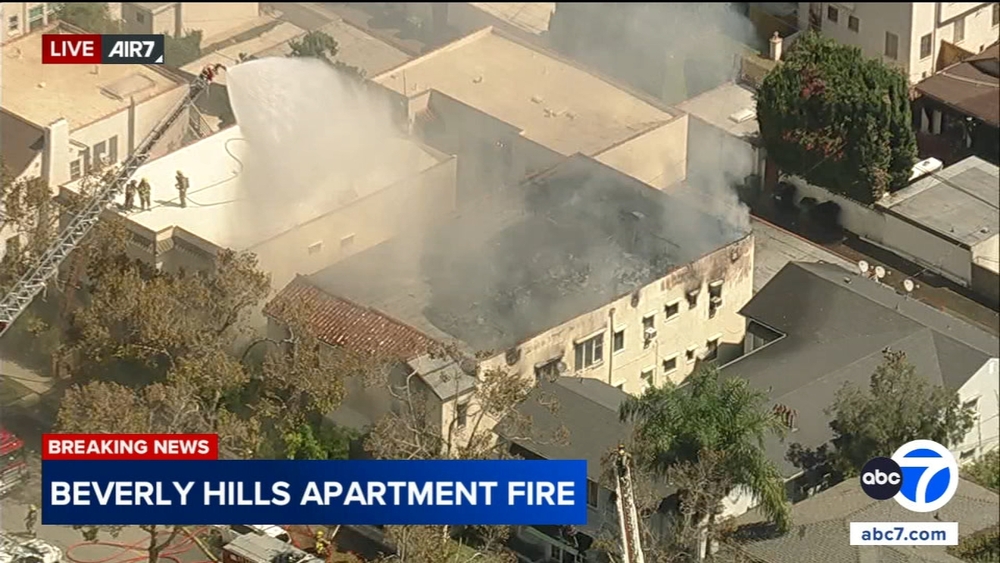 Fire engulfs apartment building in Beverly Hills