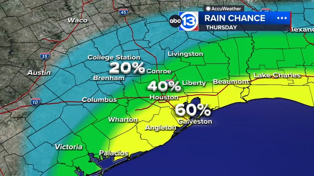 Another round of tropical downpours visits Southeast Texas Thursday