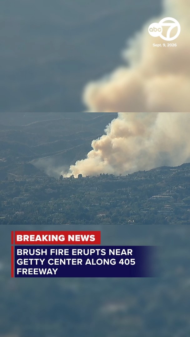 Brush fire erupts near Getty Center in Sepulveda Pass