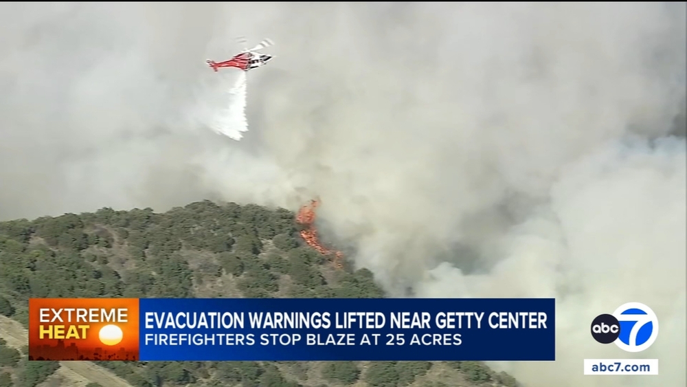Evacuation warnings lifted after brush fire erupts near Getty Center